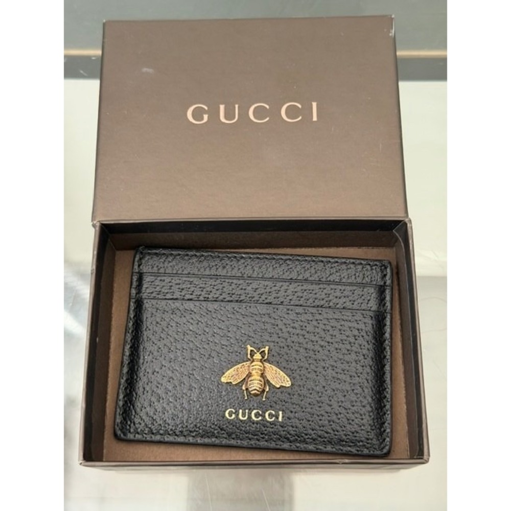 Authentic GUCCI Black Leather BEE Card Holder